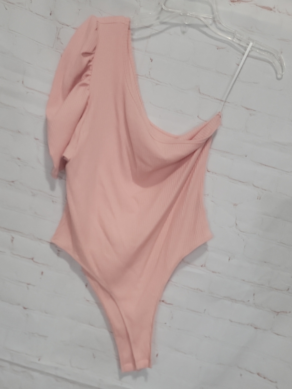 4/$20 SHEIN Light Pink Ribbed One-Shoulder Kids Bodysuit